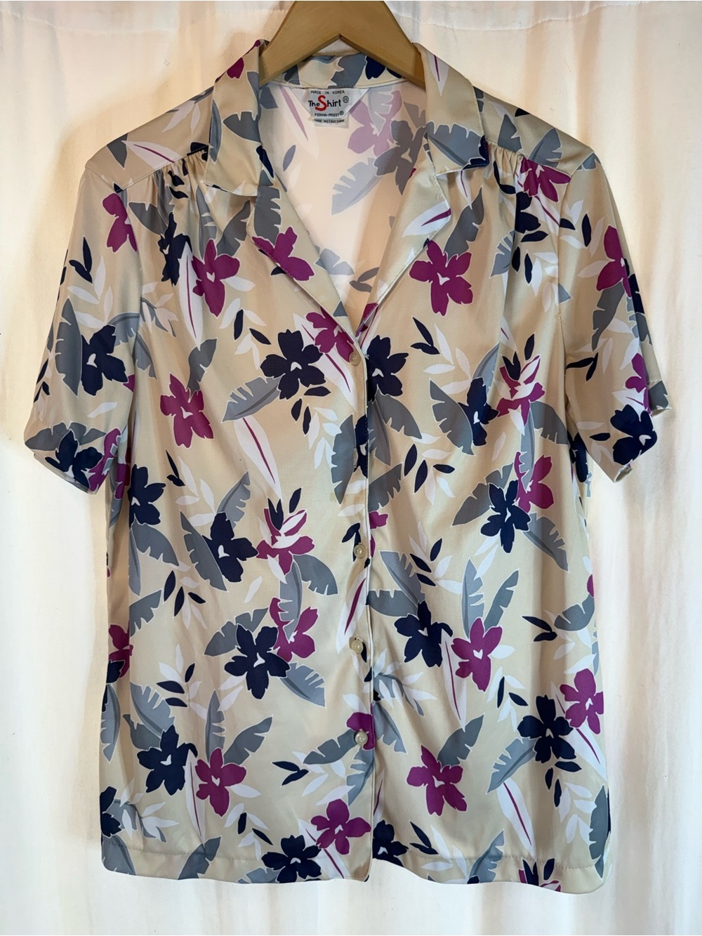 💐Vintage 1970s Sears "The Shirt" Polyester Floral Camp Blouse💐